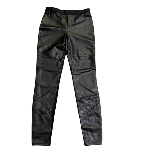 Bailey 44 Black Vegan Faux Leather Laser Cut Pants Size M Illusion Legging - Picture 2 of 9